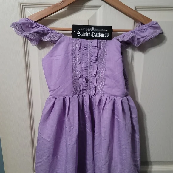 Scarlet Darkness Light Purple Off-Shoulder Victoran Style Dress Size 7Y‎ - Picture 2 of 11